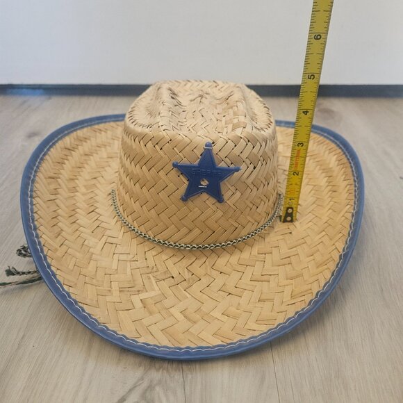 Halloween Unisex Straw Cowboy Hat with Sheriffs Badge - Picture 4 of 6